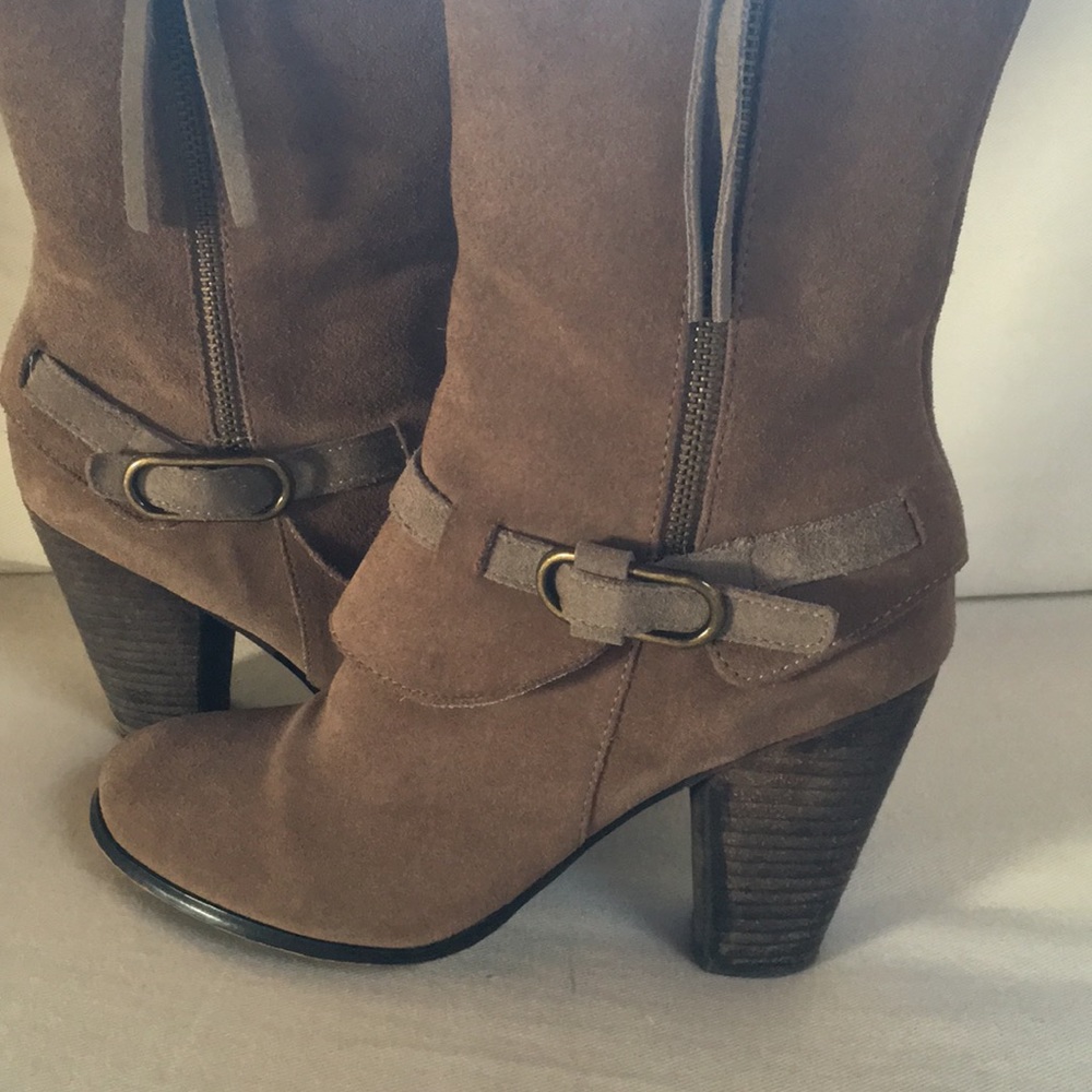 suede calf high boots